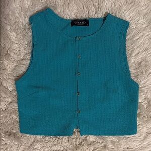 Cider Turquoise Button-Up Tank Top